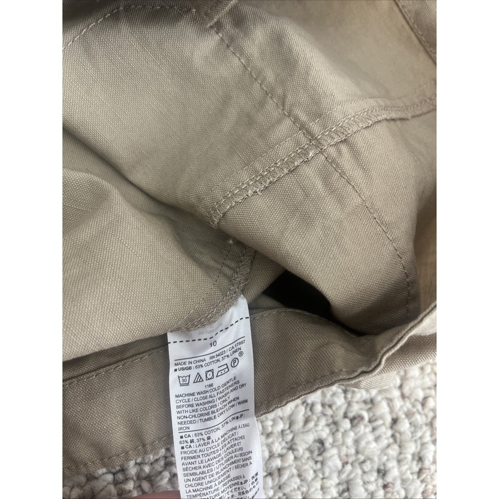 Banana Republic NWT Preppy Coastal Linen Blend Cargo Khaki Skirt Size 10 - Picture 6 of 8
